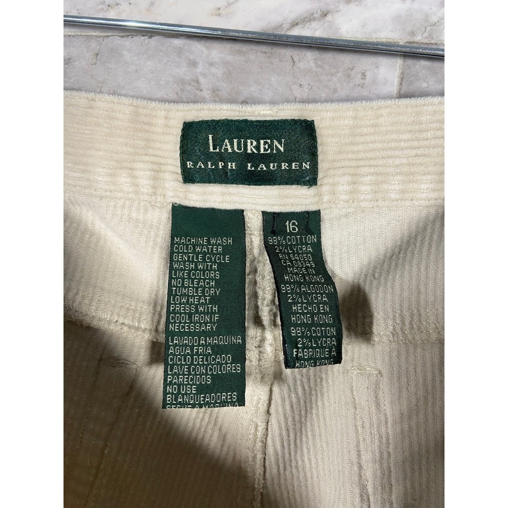 Lauren Ralph Lauren Beige Corduroy Pants Women's Size 16 Wide Leg Casual *FLAW - Picture 12 of 13